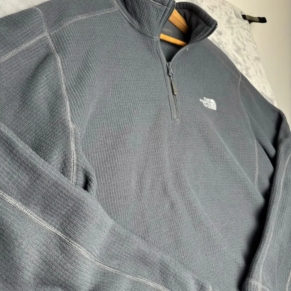 The North Face Quarter Zip Pullover Black‎ Grid Fleece Men’s Approx L